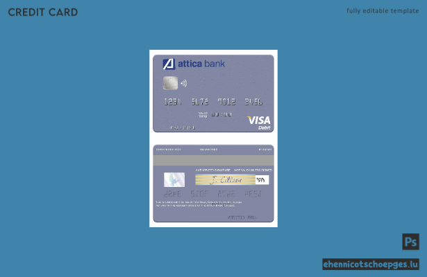 Beispielvorschau der Attica Bank Visa-Debitkarte
